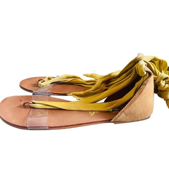 Free People Barcelona Yellow Tie Wrap Sandals - Picture 4 of 11
